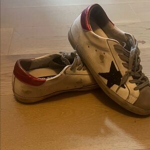 Golden Goose Red and Black Star Flats
